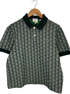 Lacoste LIVE Classic Fit Monogram Green Polo Shirt Size Unisex L